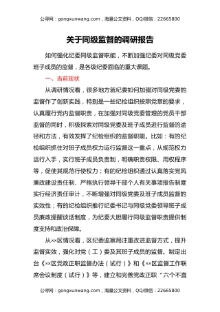 关于同级监督的调研报告