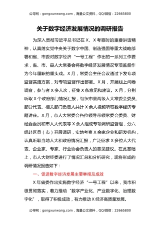 关于数字经济发展情况的调研报告