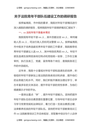 关于法院青年干部队伍建设工作的调研报告