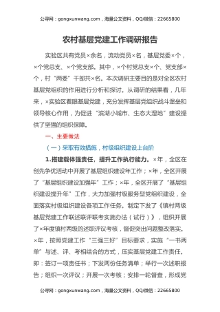 农村基层党建工作调研报告 (2)