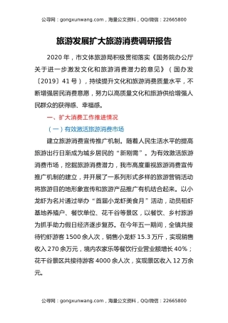 旅游发展扩大旅游消费调研报告