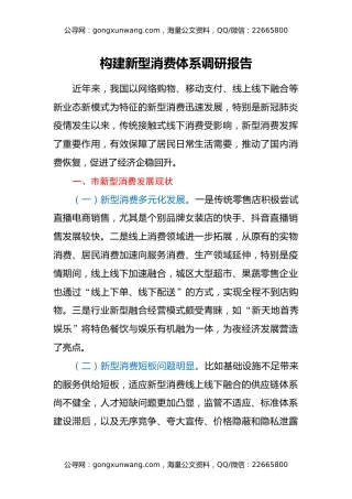 构建新型消费体系调研报告