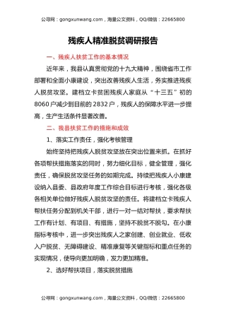 残疾人精准脱贫调研报告