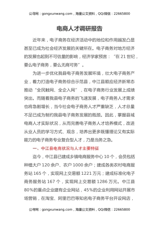 电商人才调研报告