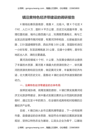 镇沿黄特色经济带建设的调研报告