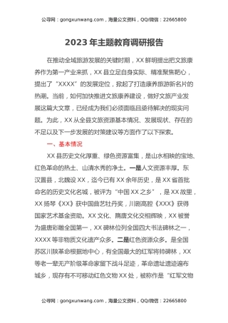 2023年主题教育调研报告