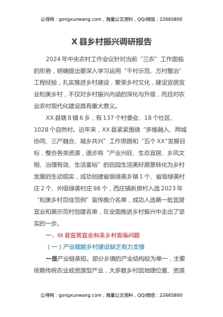 X县乡村振兴调研报告