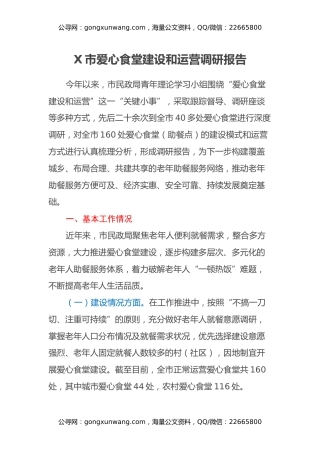 X市爱心食堂建设和运营调研报告