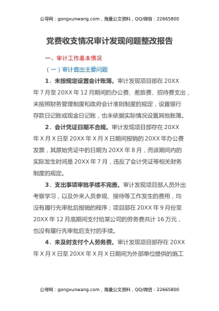 党费收支情况审计发现问题整改报告