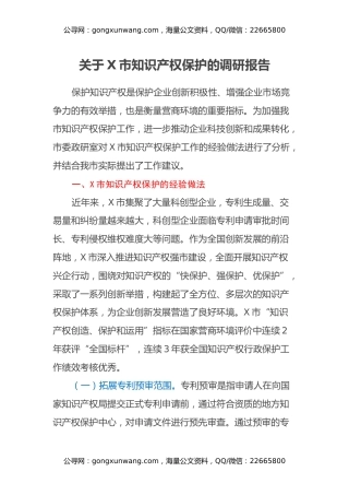 关于X市知识产权保护的调研报告