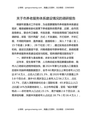 关于市养老服务体系建设情况的调研报告