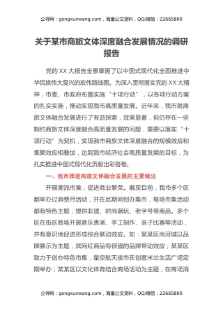 关于某市商旅文体深度融合发展情况的调研报告 (2)