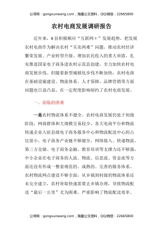 农村电商发展调研报告