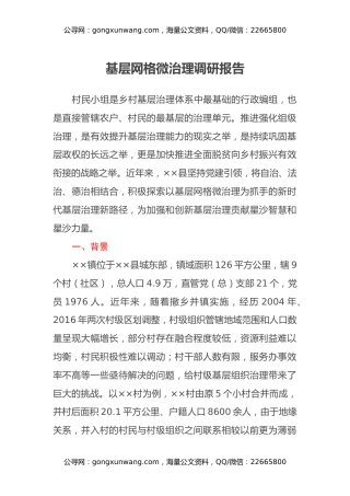基层网格微治理调研报告