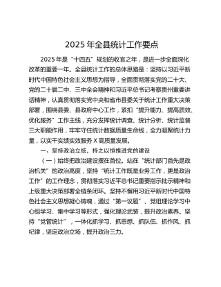2025年全县统计工作要点