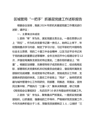 区城管局“一把手”抓基层党建工作述职报告