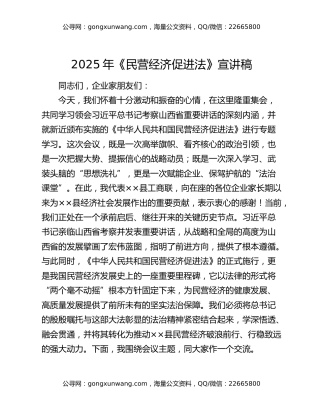 2025年《民营经济促进法》宣讲稿