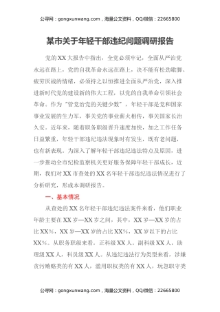 某市关于年轻干部违纪问题调研报告