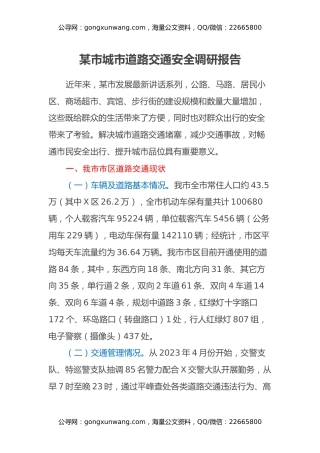 某市城市道路交通安全调研报告