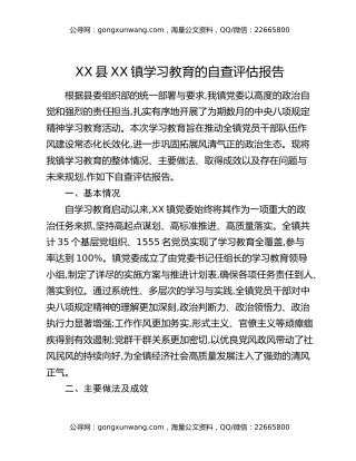 XX县XX镇八项规定精神学习教育的自查评估报告 (2)