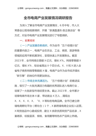 某市电商产业发展情况调研报告