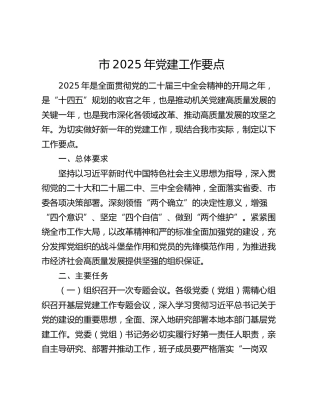 市2025年党建工作要点
