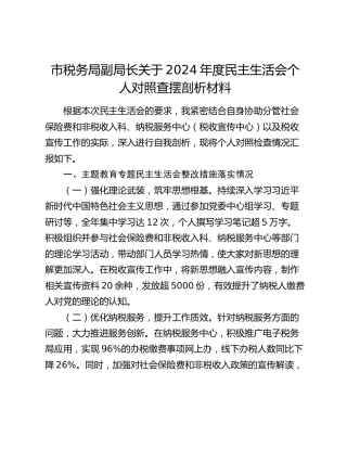 市税务局副局长关于2024年度民主生活会个人对照查摆剖析材料