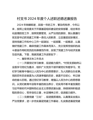 村支书2024年度个人述职述德述廉报告