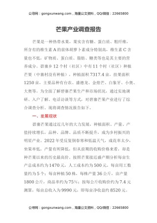 芒果产业调查报告