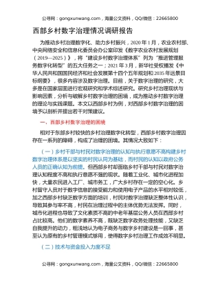 西部乡村数字治理情况调研报告