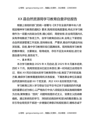 XX县自然资源局八项规定精神学习教育自查评估报告（3）