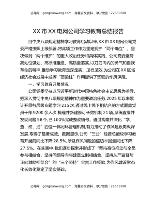 XX市XX电网公司八项规定精神学习教育总结报告