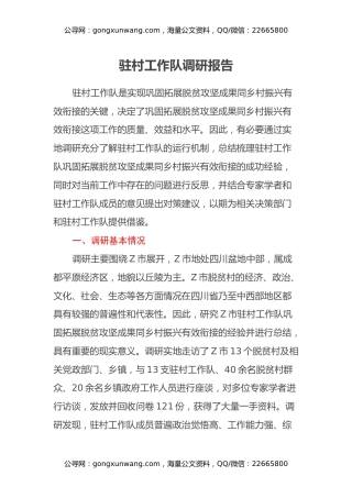 驻村工作队调研报告