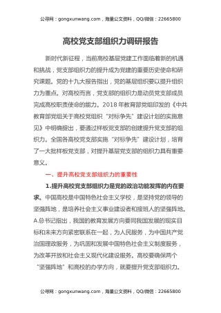 高校党支部组织力调研报告