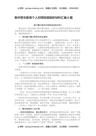 集中警示教育个人对照检视剖析材料汇编6篇