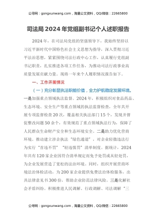 司法局2024年党组副书记个人述职报告