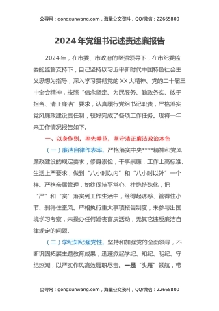 年党组书记述责述廉报告