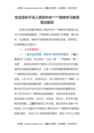 党支部关于深入贯彻中央八项规定精神学习教育情况报告
