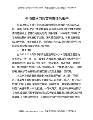 全街道八项规定精神学习教育自查评估报告