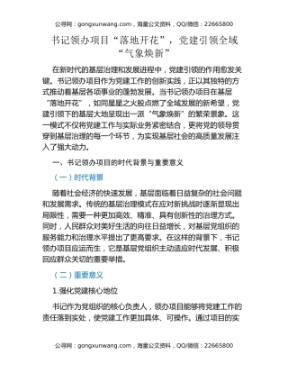 书记领办项目“落地开花”，党建引领全域“气象焕新”