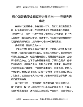 初心如磐践使命 砥砺奋进显担当 ——党员先进事迹