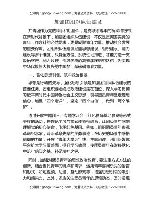 加强团组织队伍建设