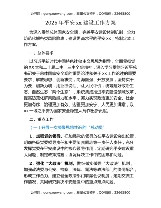 2025年平安xx建设工作方案