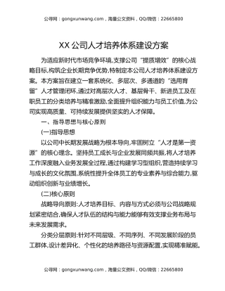 XX公司人才培养体系建设方案