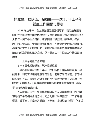 抓党建、强队伍、促发展——2025年上半年党建工作回顾与思考