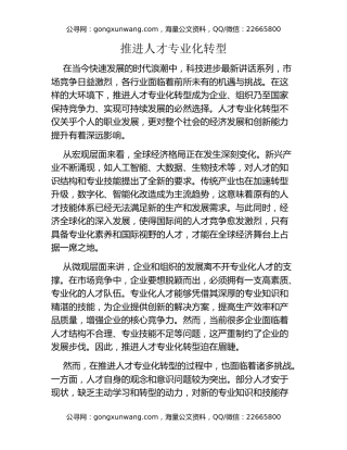 推进人才专业化转型