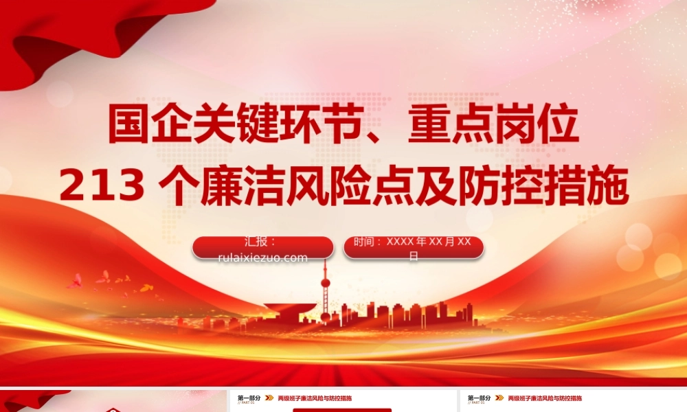 PPT：国企关键环节、重点岗位213个廉洁风险点及防控措施