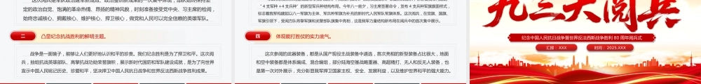 九三大阅兵PPT纪念中国人民抗日战争暨世界反法西斯战争胜利80周年课件