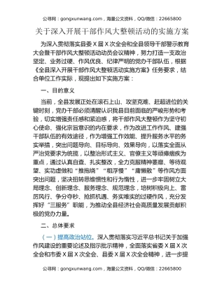 关于深入开展干部作风大整顿活动的实施方案