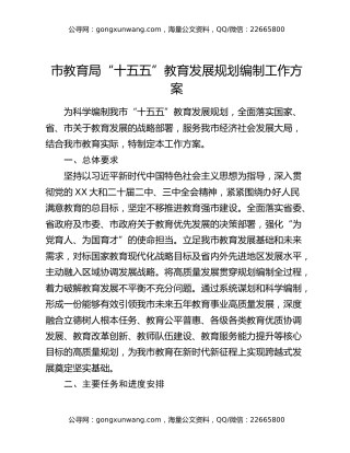 市教育局“十五五”教育发展规划编制工作方案（2）